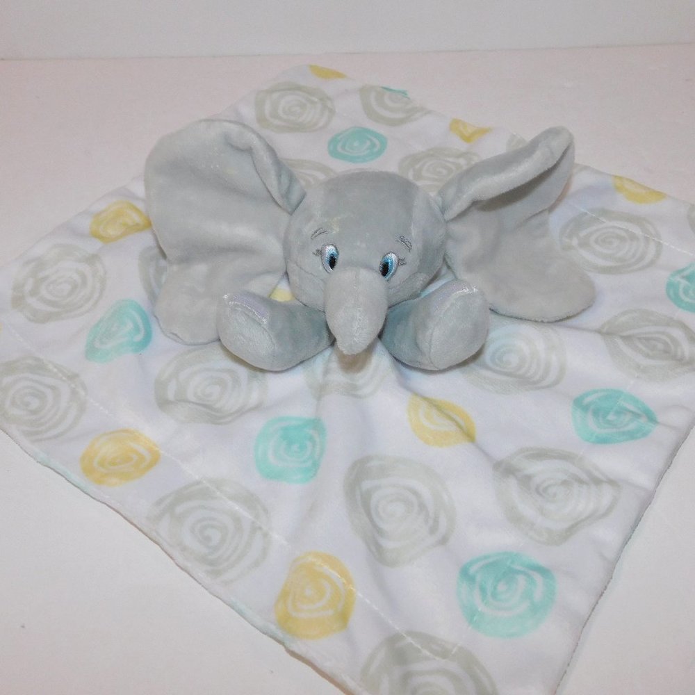 Disney Baby Dumbo Elephant Gray Yellow Blue Swirls  Security Blanket Lovey Nunu